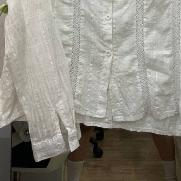 White Lace Button Blouse - Picture 3 of 3
